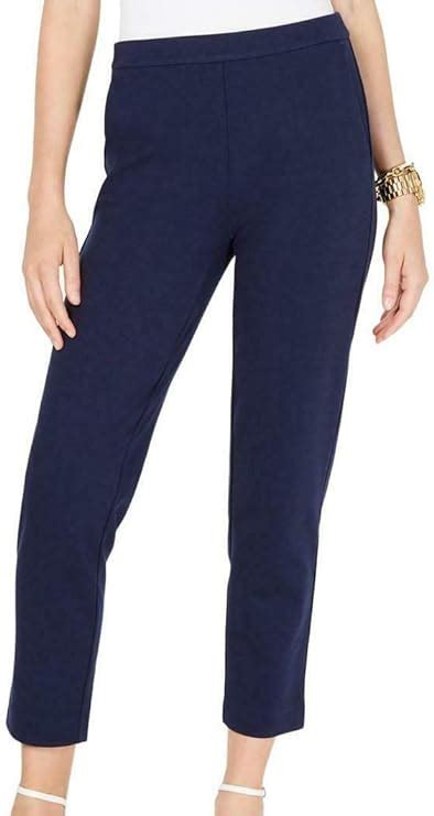 michael kors womens navy and white georgette pants|Michael Kors straight leg pants.